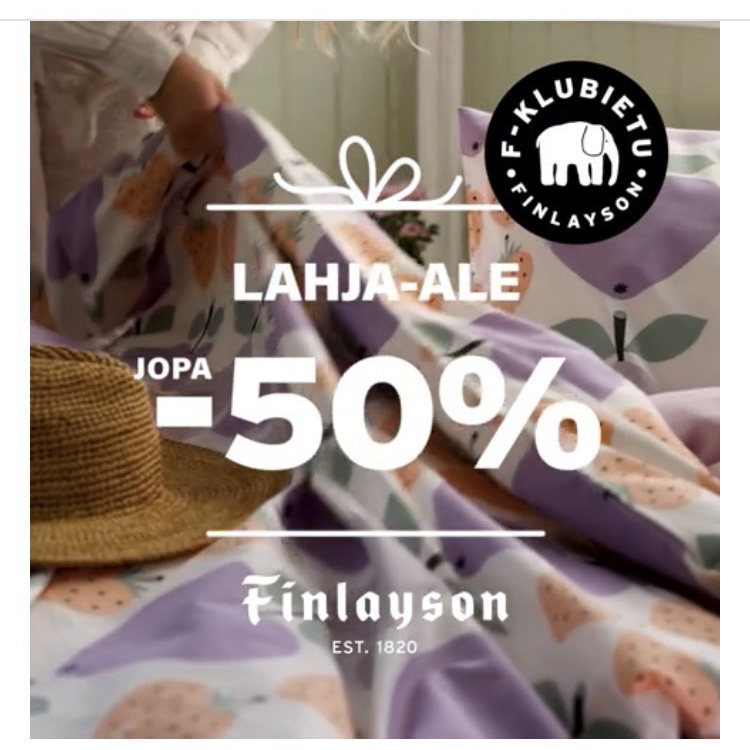 LAHJA-ALE JOPA -50% Finlayson Pop-up