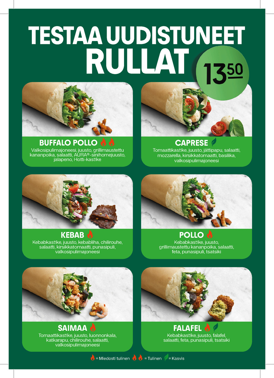 Testaa uudistuneet rullat! Kotipizza