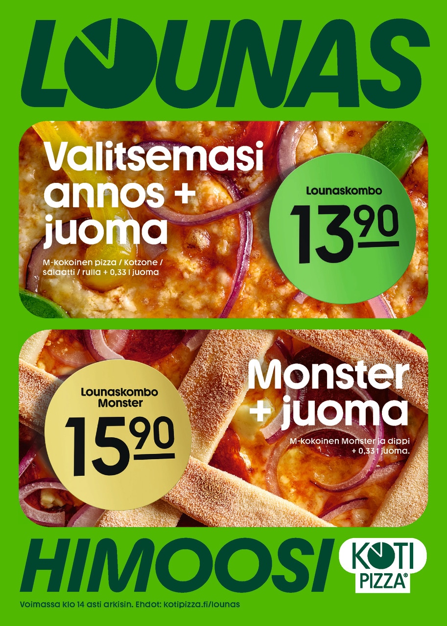 Kotipizzan lounas uudistui! Kotipizza