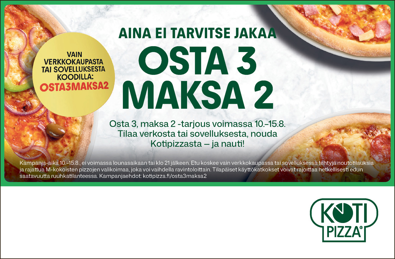 Osta 3 Maksa 2 Kotipizza