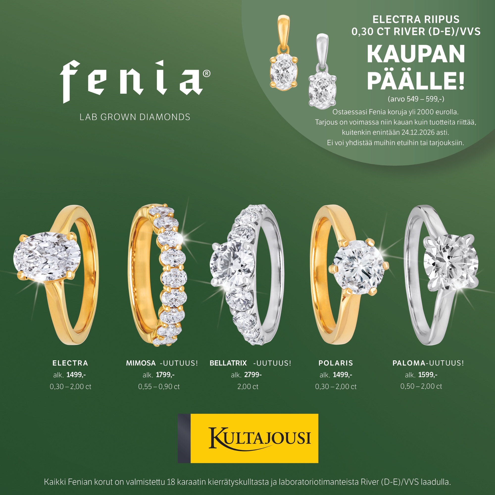 Fenia huipputarjous Kultajousi