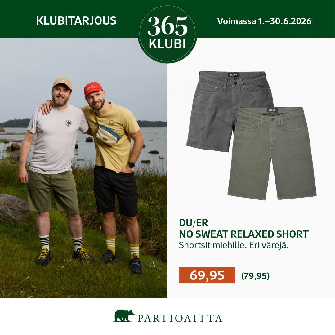 DU/ER No sweat relaxed shortsit miehille Partioaitta