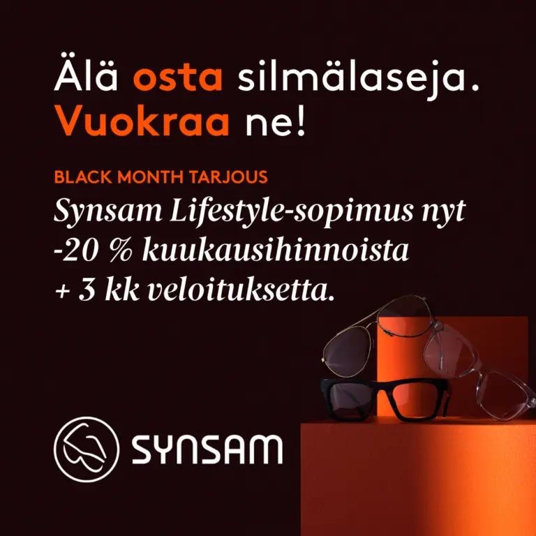 Synsam Lifestyle -sopimus nyt -20% + 3kk 0€ Synsam